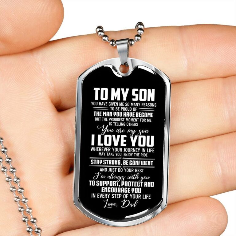 Dad To My Son You Have Given Me so Many Reasons to Be Proud of The Man Dog Tag Pendant Necklace - Dog Tag (Silver)