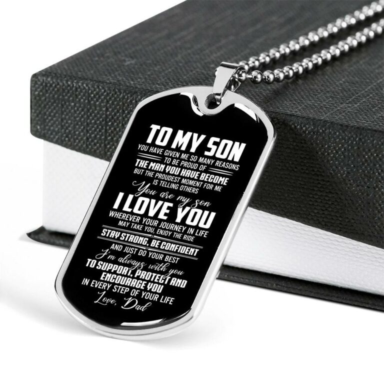 Dad To My Son You Have Given Me so Many Reasons to Be Proud of The Man Dog Tag Pendant Necklace - Dog Tag (Silver)