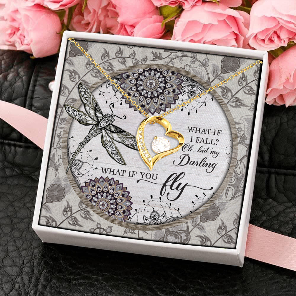 3LV. What If I Fall Dragonfly-MESSAGE CARD(2) Forever Love Necklace (Gold) 4