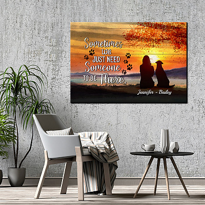 Alternative view of Personalized Dog and Owner Sometimes We Just Need Someone To Be There Framed Canvas - Unframed Poster