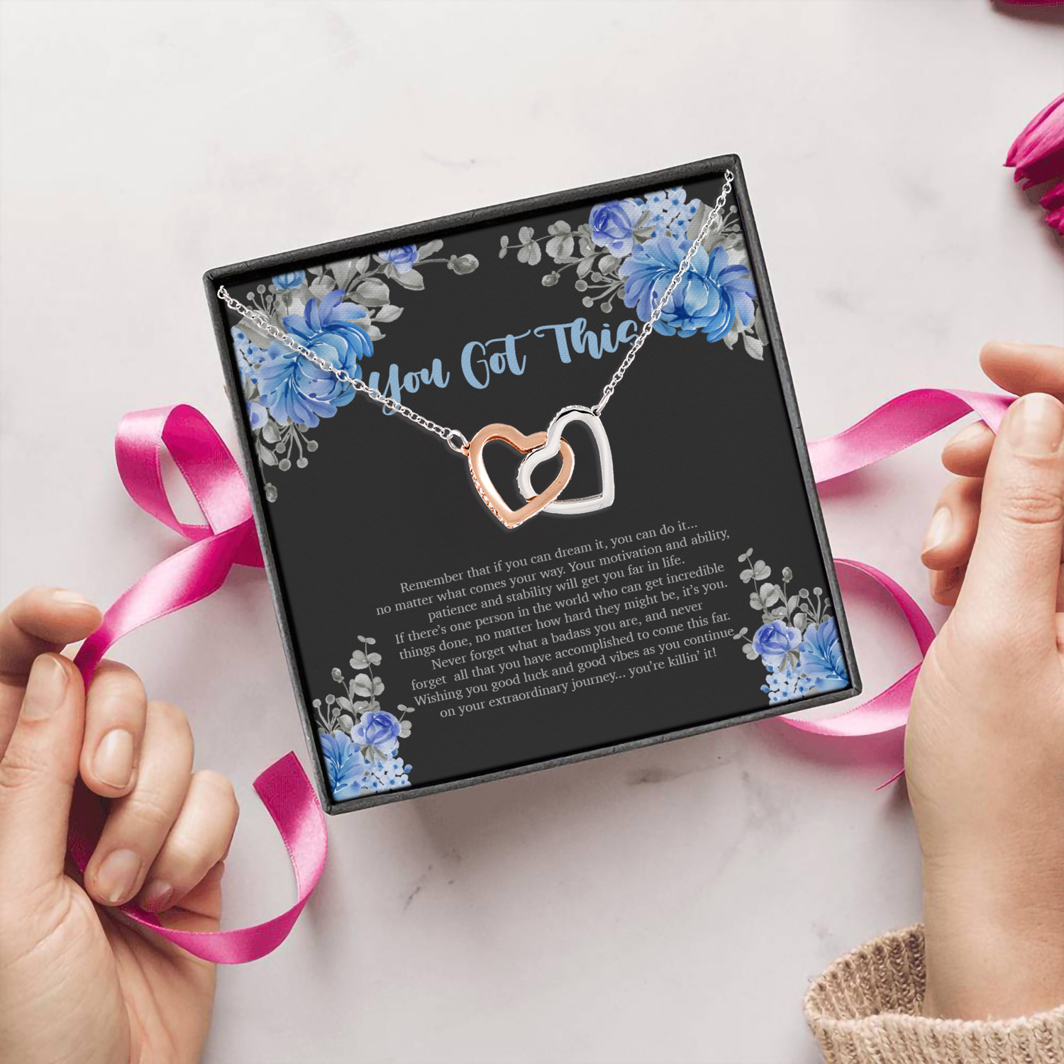 3HP. You Got This Interlocking Hearts Necklace 5