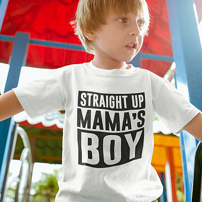 Alternative view of Mother's Day Boy Outfit Straight Up Mama's Boy Baby Youth Tee - Straight Up Mama's Boy Shirt