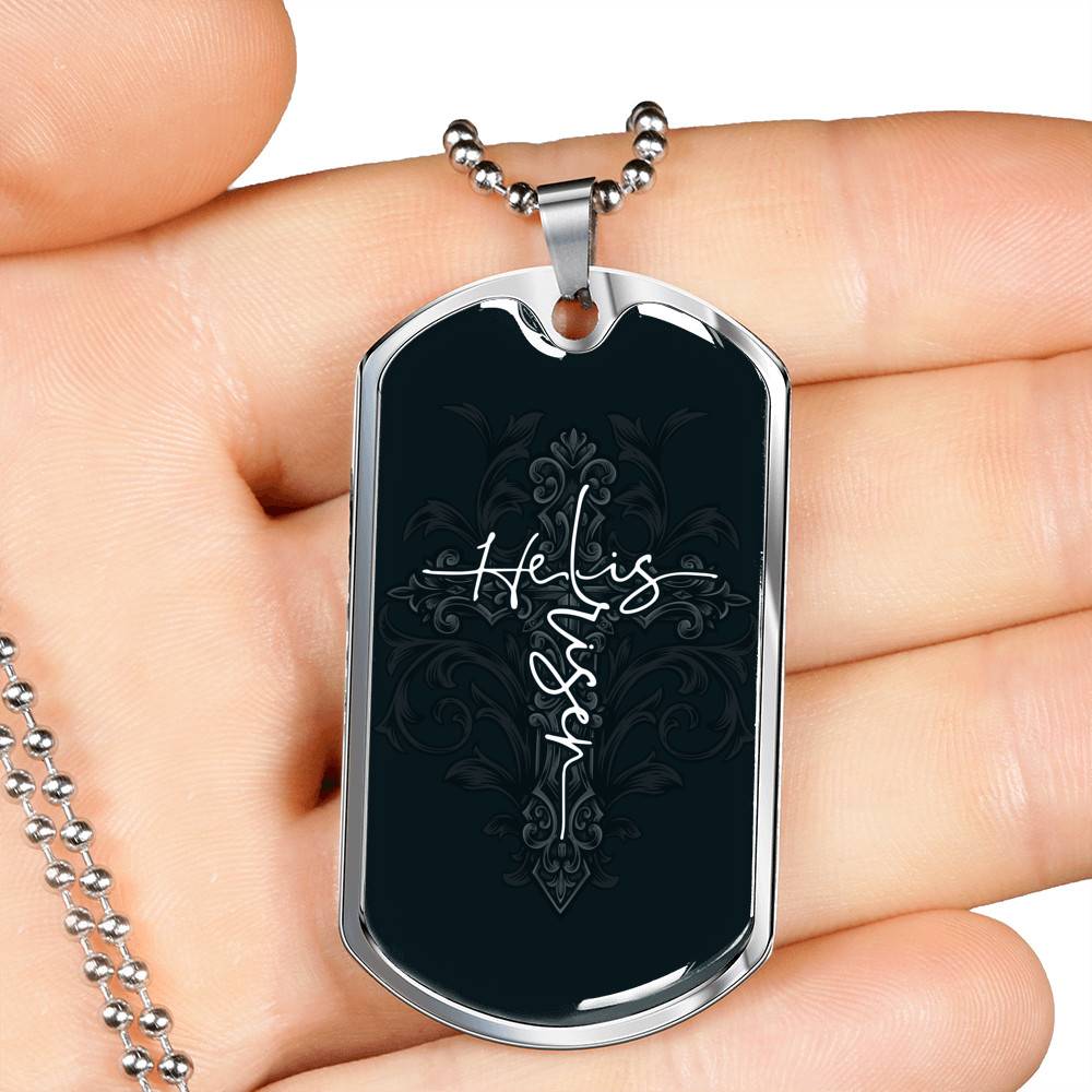 He Is Risen Cross - Christianity Gift - Christians Gift Dog Tag Pendant Necklace - Dog Tag (Silver) He Is Risen Cross - Christianity Gift - Christians Gift Dog Tag Pendant Necklace - Dog Tag (Silver)