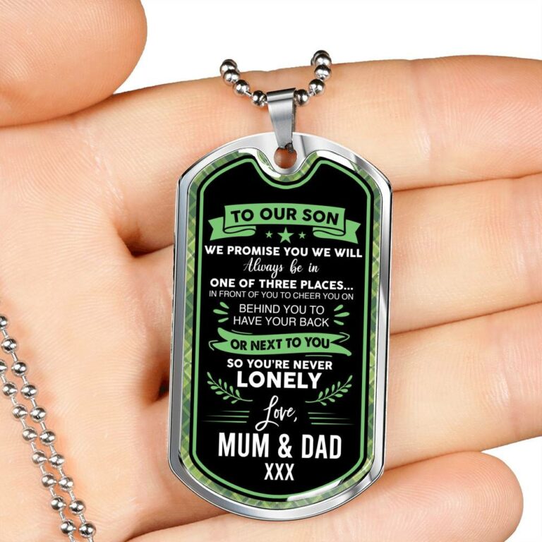 To Our Son We Promise You're Never Lonely Dog Tag Pendant Necklace - To My Son Dogtag - Dog Tag (Silver)