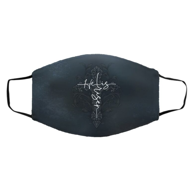 He Is Risen Cross, White, Cloth Face Cover – Medium/Large