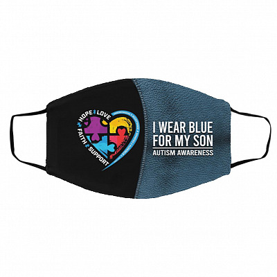 I Wear Blue for, White, Cloth Face Cover – Medium/Large