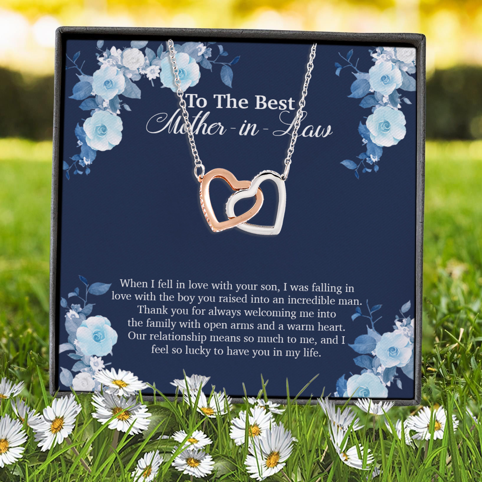8VT. To The Best Mother In Law Fell In Love With Son Interlocking Hearts Necklace 7