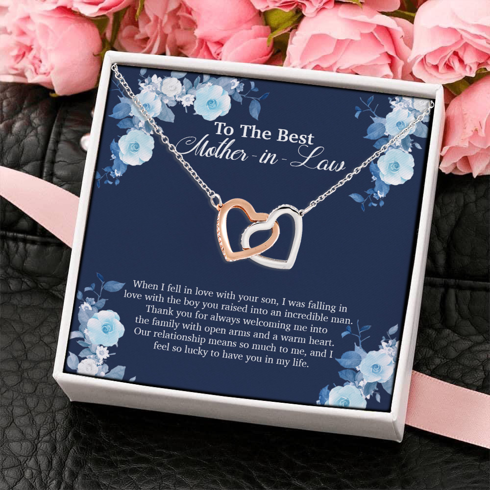 8VT. To The Best Mother In Law Fell In Love With Son Interlocking Hearts Necklace 4