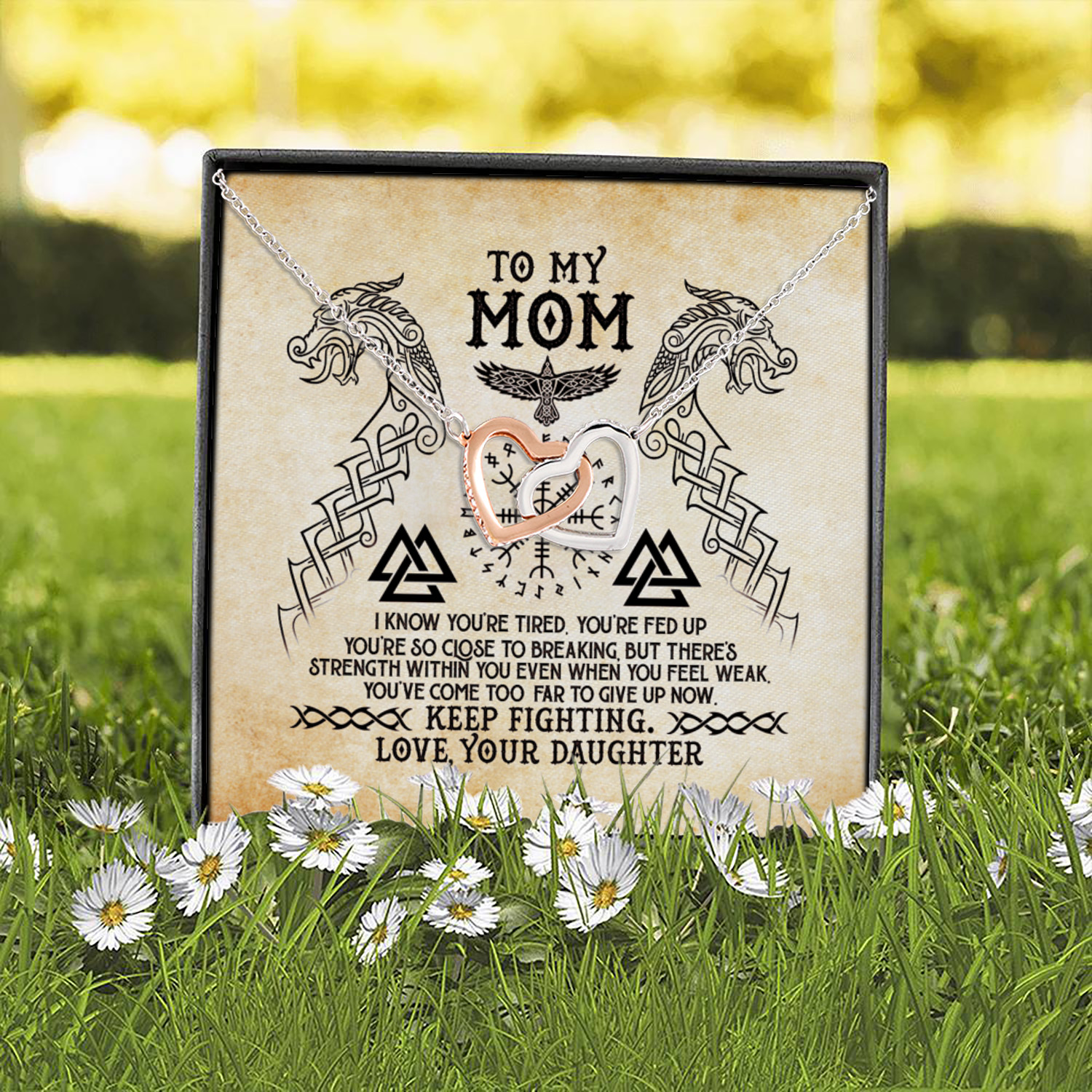 1UT. Viking To Mom_Scale Interlocking Hearts Necklace 2