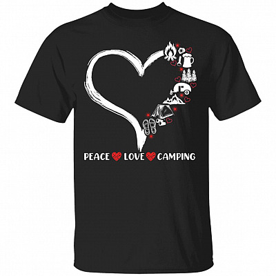 Peace Love Camping T-Shirt, Black, Unisex T-Shirt