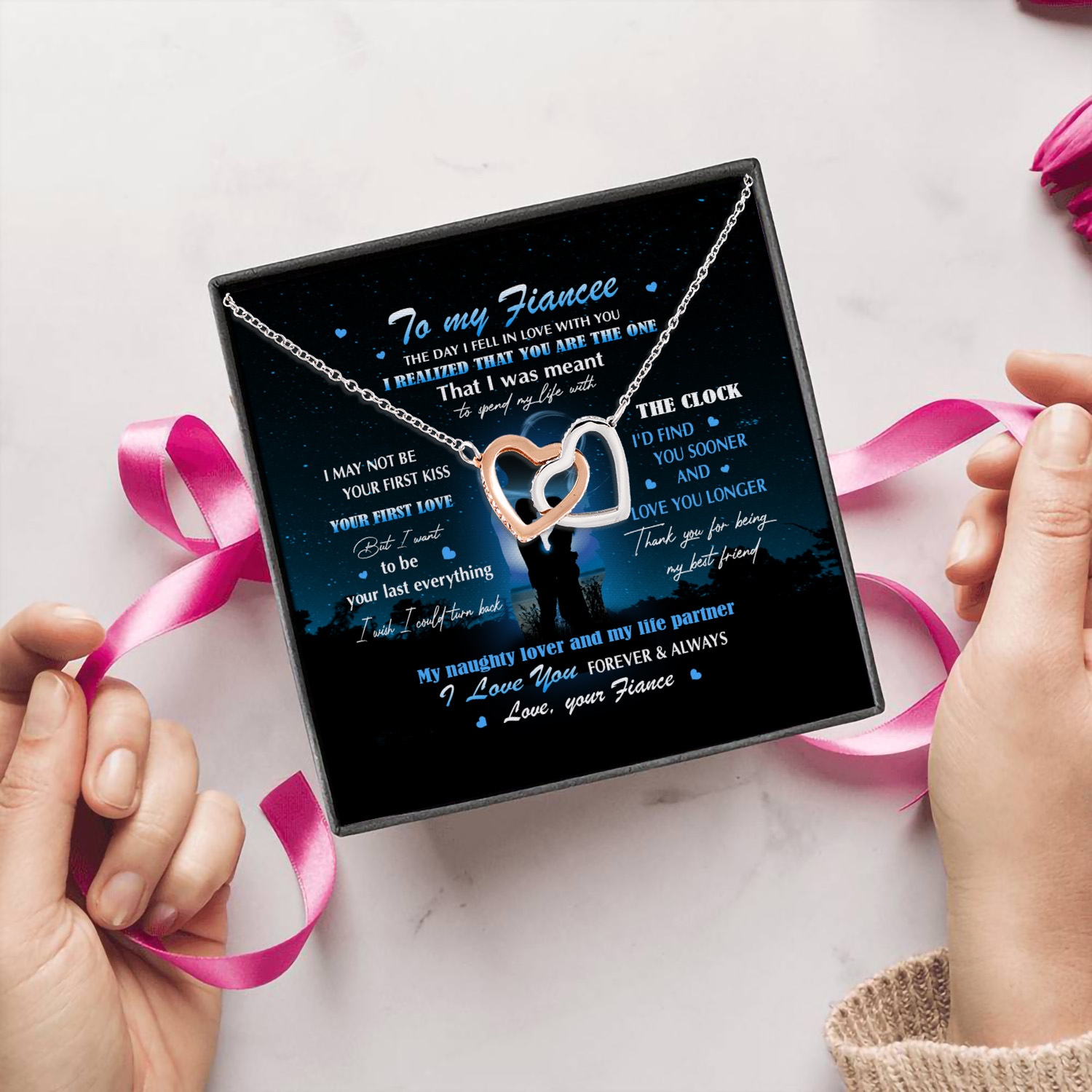 5O. To My Fiancee The Day Interlocking Hearts Necklace 5