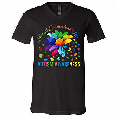 Accept, Black, V-Neck T-Shirt