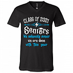 Class Of 2021 Seniors We Solemnly, Black, V-Neck T-Shirt