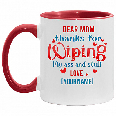 Personalized Dear Mom Tha Accent Mug, White/Red, 11 oz. Accent Mug