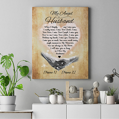Alternative view of Personalized Sympathy Husband Memorial Gift Framed Canvas - My Angel Husband Unframed Poster