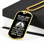 To My Son Adventure Wherever Your Journey In Life May Take You I Pray You'll Always Be Safe Love Dad Dog Tag Pendant Necklace - Dog Tag (Gold Plated)