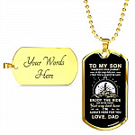 To My Son Adventure Wherever Your Journey In Life May Take You I Pray You'll Always Be Safe Love Dad Dog Tag Pendant Necklace - Dog Tag (Gold Plated)