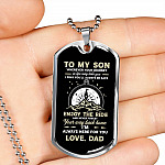 To My Son Adventure Wherever Your Journey In Life May Take You I Pray You'll Always Be Safe Love Dad Dog Tag Pendant Necklace - Dog Tag (Silver)