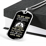 To My Son Adventure Wherever Your Journey In Life May Take You I Pray You'll Always Be Safe Love Dad Dog Tag Pendant Necklace - Dog Tag (Silver)