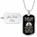 To My Son Adventure Wherever Your Journey In Life May Take You I Pray You'll Always Be Safe Love Dad Dog Tag Pendant Necklace - Dog Tag (Silver)