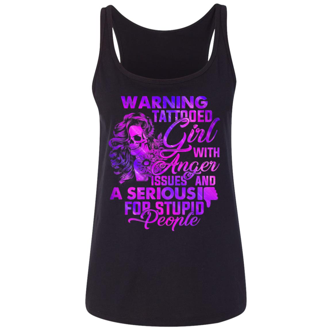 warning tank, Black, Ladies Tank Top