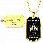 To My Son Adventure Wherever Your Journey In Life May Take You I Pray You'll Always Be Safe Love Mom Dog Tag Pendant Necklace - Dog Tag (Gold Plated)