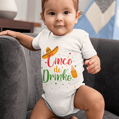 Alternative view of Sombrero Hat Cinco De Drinko Funny Cinco De Mayo Baby Onesie - Baby Infant Bodysuit