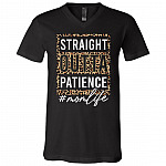straight, Black, V-Neck T-Shirt