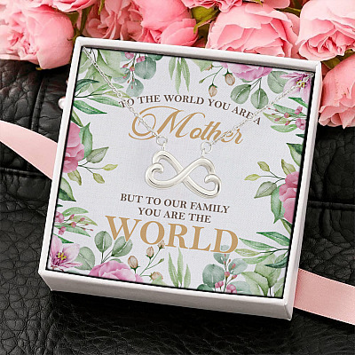 Alternative view of Gift for Mom to The World You Are a Mother but To Our Family You Are the World Infinity Heart Necklace