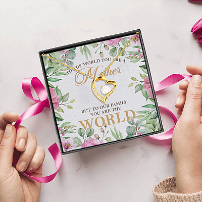 Alternative view of Gift for Mom to The World You Are a Mother but To Our Family You Are the World Forever Love Pendant Necklace