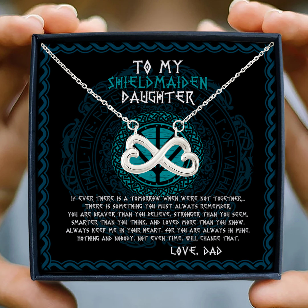 81 HG. To My Daughter If Ever SHIELDMAIDEN Infinity Heart Necklace (Silver) 3