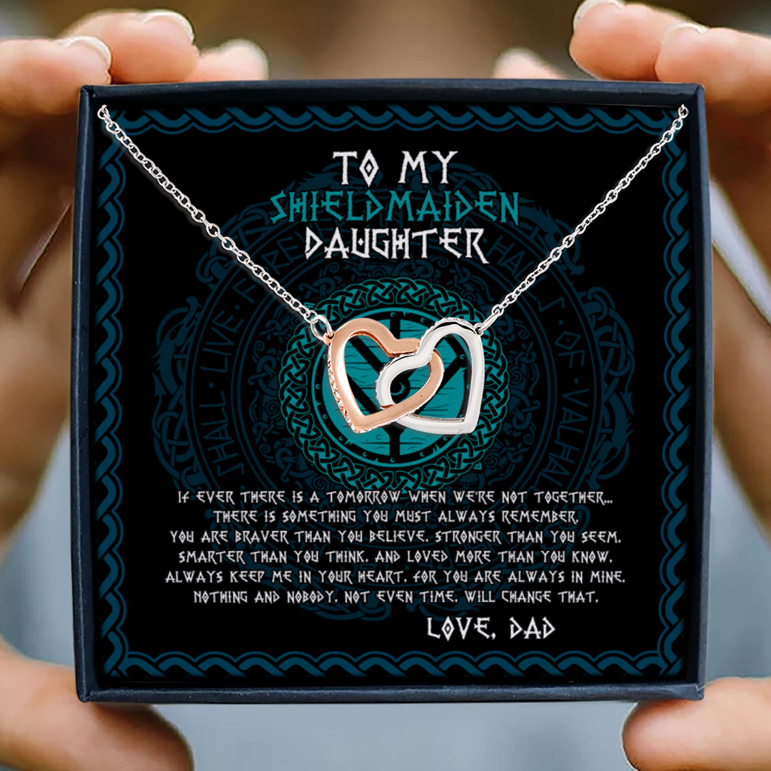 81 HG. To My Daughter If Ever SHIELDMAIDEN Interlocking Hearts Necklace 3
