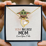 Baby Yoda The Best Mom In The Galaxy Love You I Do Mother's Day Forever Love Pendant Necklace