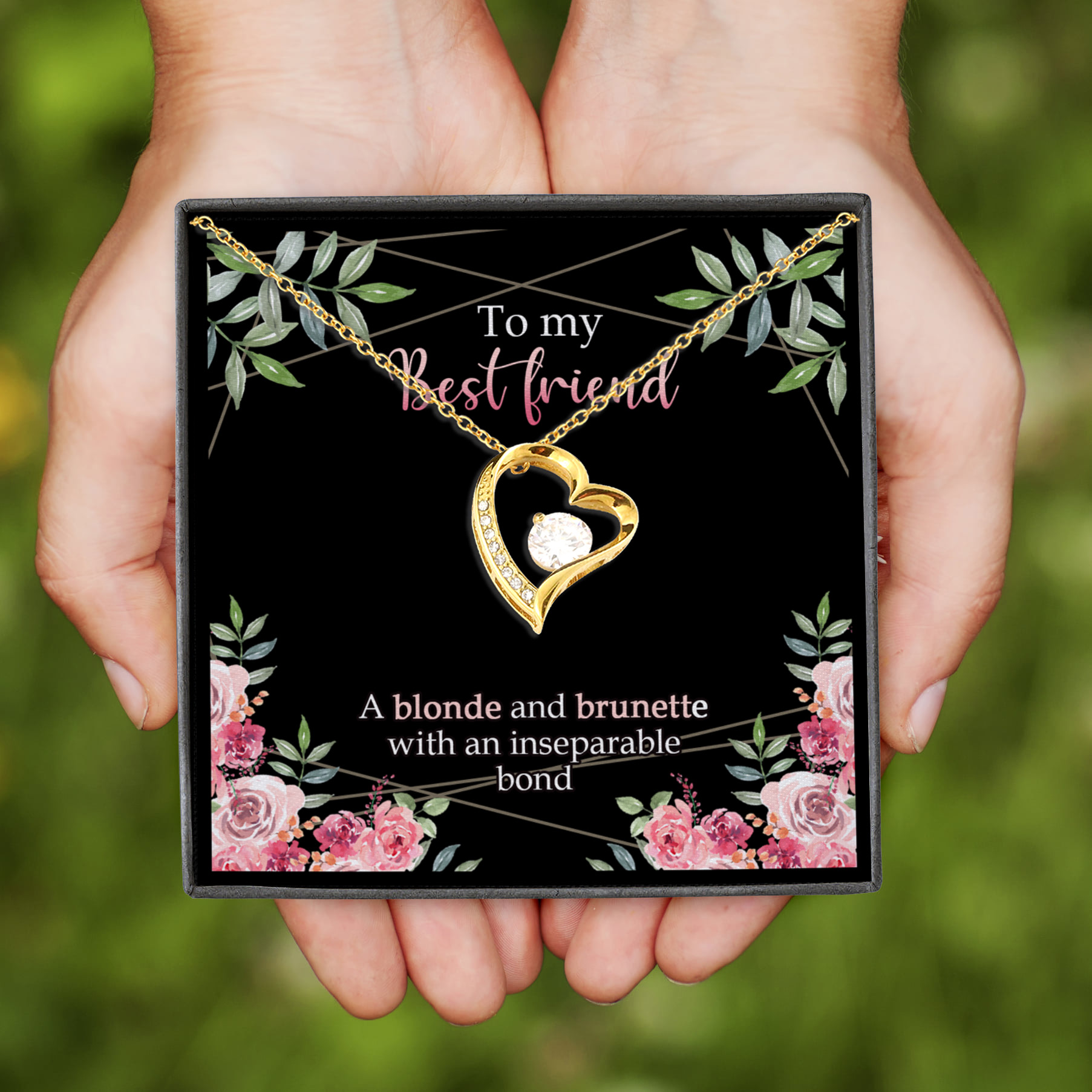 9VT. To My Best Friend A Blonde And A Brunette Forever Love Necklace (Gold)