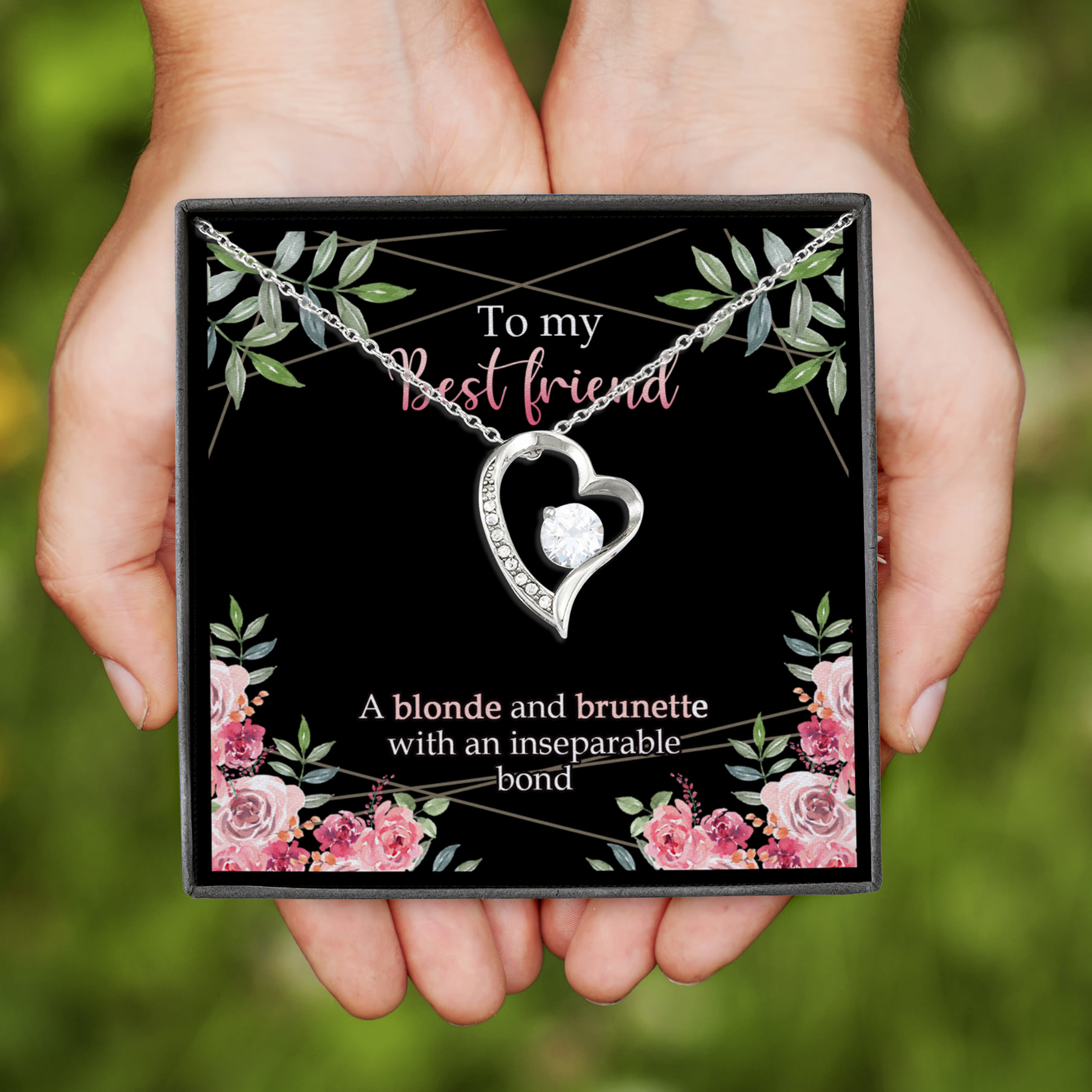 9VT. To My Best Friend A Blonde And A Brunette Forever Love Necklace (Silver)
