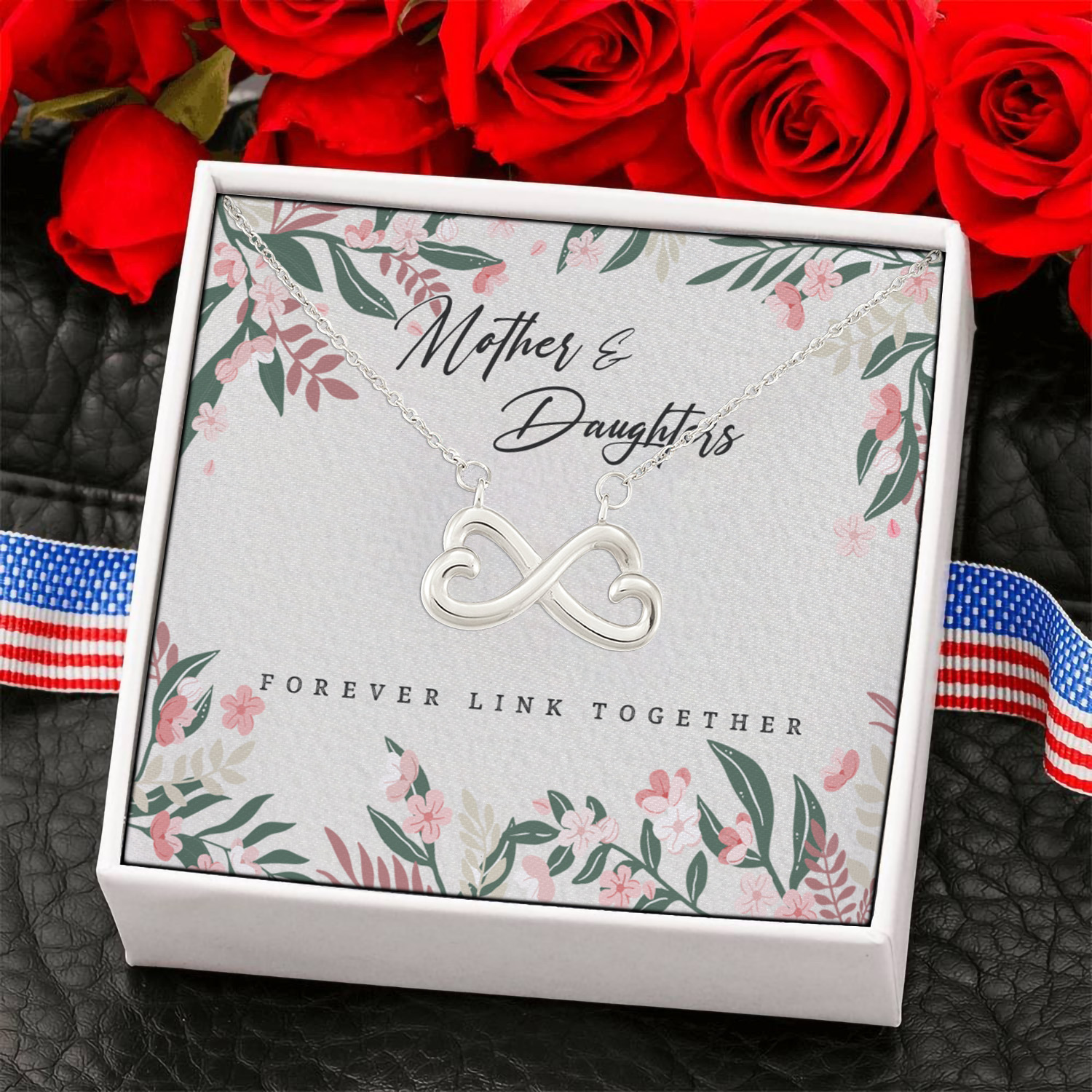 1H. Mother and Daughter Infinity Heart Necklace (Silver) 6