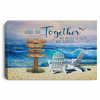 Personalized And So Together, White, 0.75'' Framed Canvas