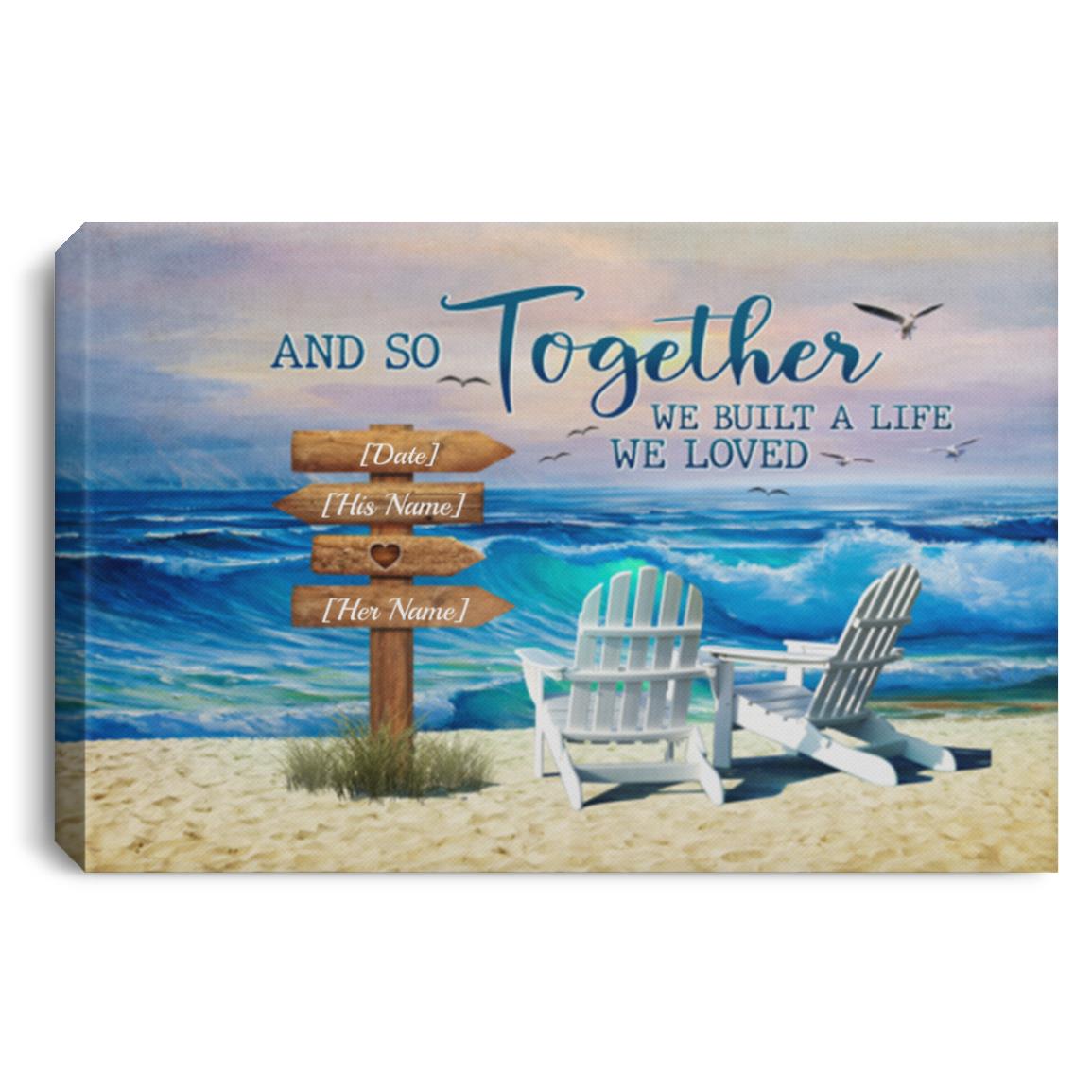 Personalized And So Together, White, 0.75'' Framed Canvas Personalized And So Together, White, 0.75'' Framed Canvas