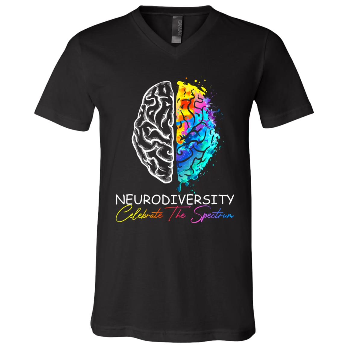 Neurodiversity Shirt, Black, V-Neck T-Shirt