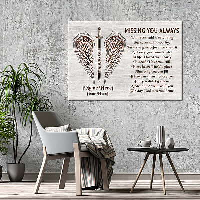 Alternative view of Personalized My Guardian Angel Missing You Always You Never Said I'm Leaving Framed Canvas - Unframed Poster