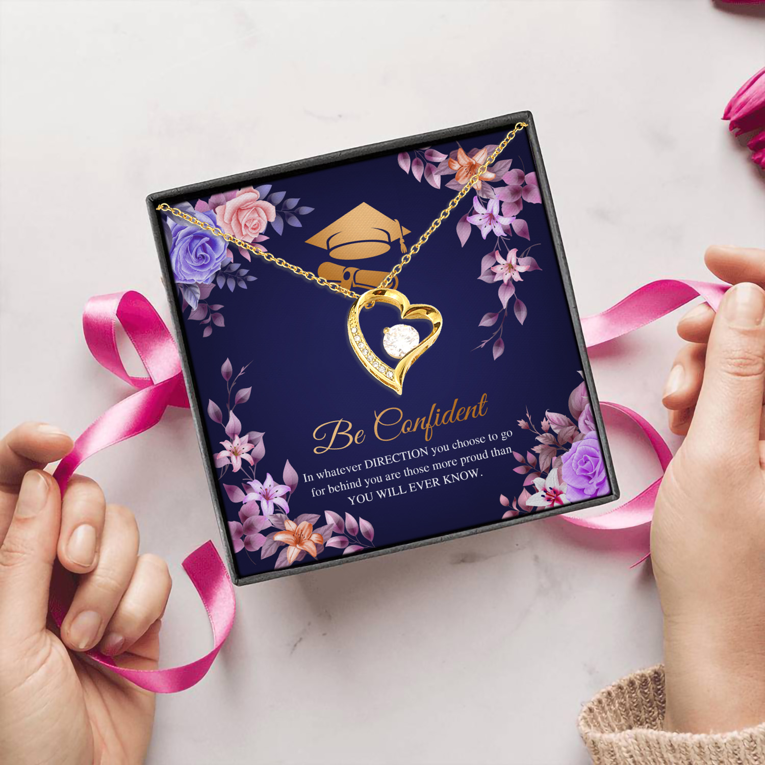 4LV. Be Confident Graduation (message card) (3) Forever Love Necklace (Gold) 5