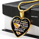 Dog Mom And Fur Babies A Bond That Can't Be Broken Heart Pendant Necklace - Heart Luxury Necklace (Gold Plated)