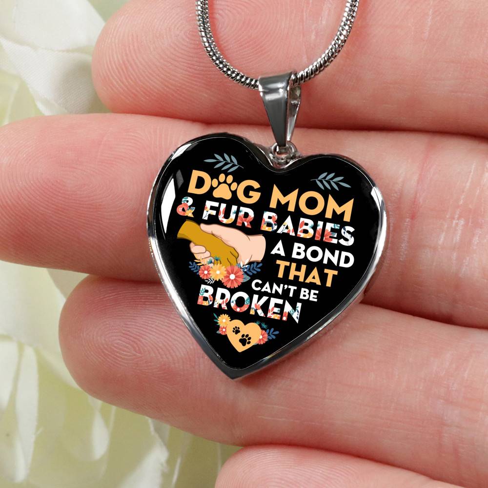 Dog Mom And Fur Babies A Bond That Can't Be Broken Heart Pendant Necklace - Heart Luxury Necklace (Silver) Dog Mom And Fur Babies A Bond That Can't Be Broken Heart Pendant Necklace - Heart Luxury Necklace (Silver)