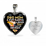 Dog Mom And Fur Babies A Bond That Can't Be Broken Heart Pendant Necklace - Heart Luxury Necklace (Silver)