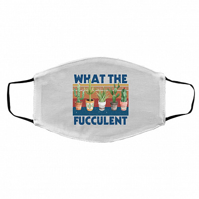 Fucculent Mask, White, Cloth Face Cover – Medium/Large