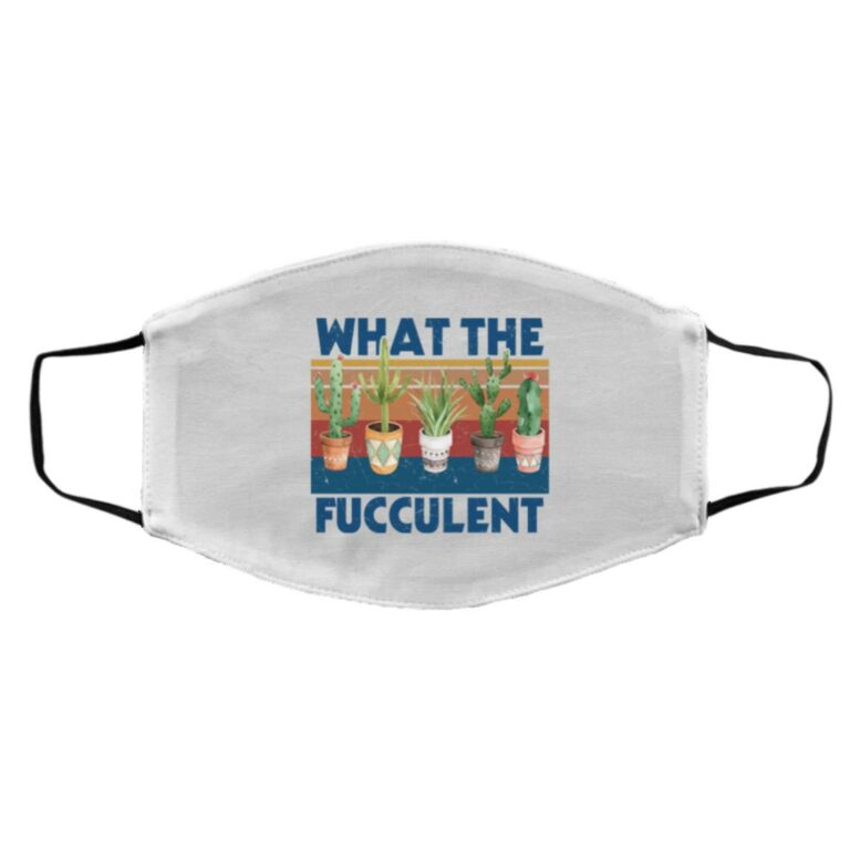 Fucculent Mask, White, Cloth Face Cover – Medium/Large