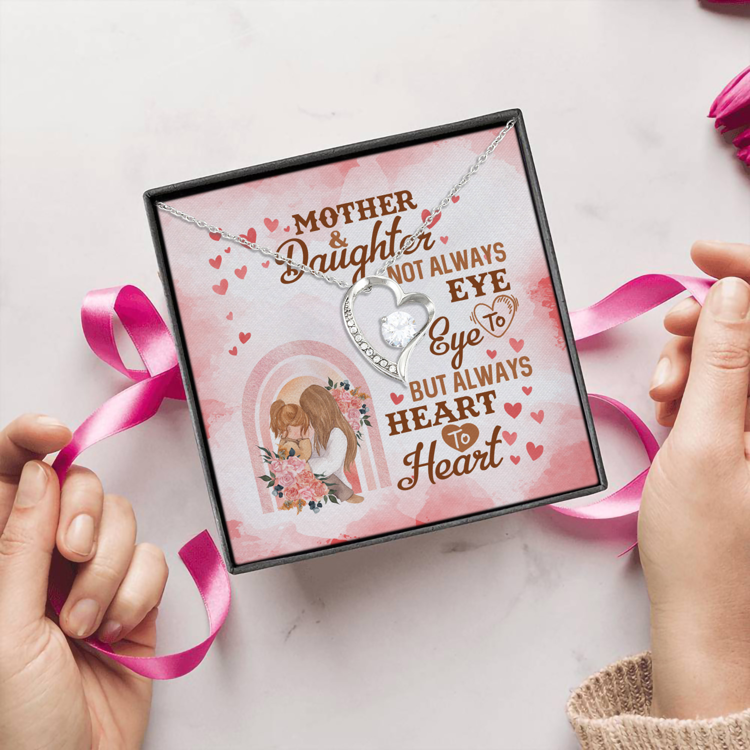 6O. Mother And Daughter Forever Love Necklace (Silver) 5