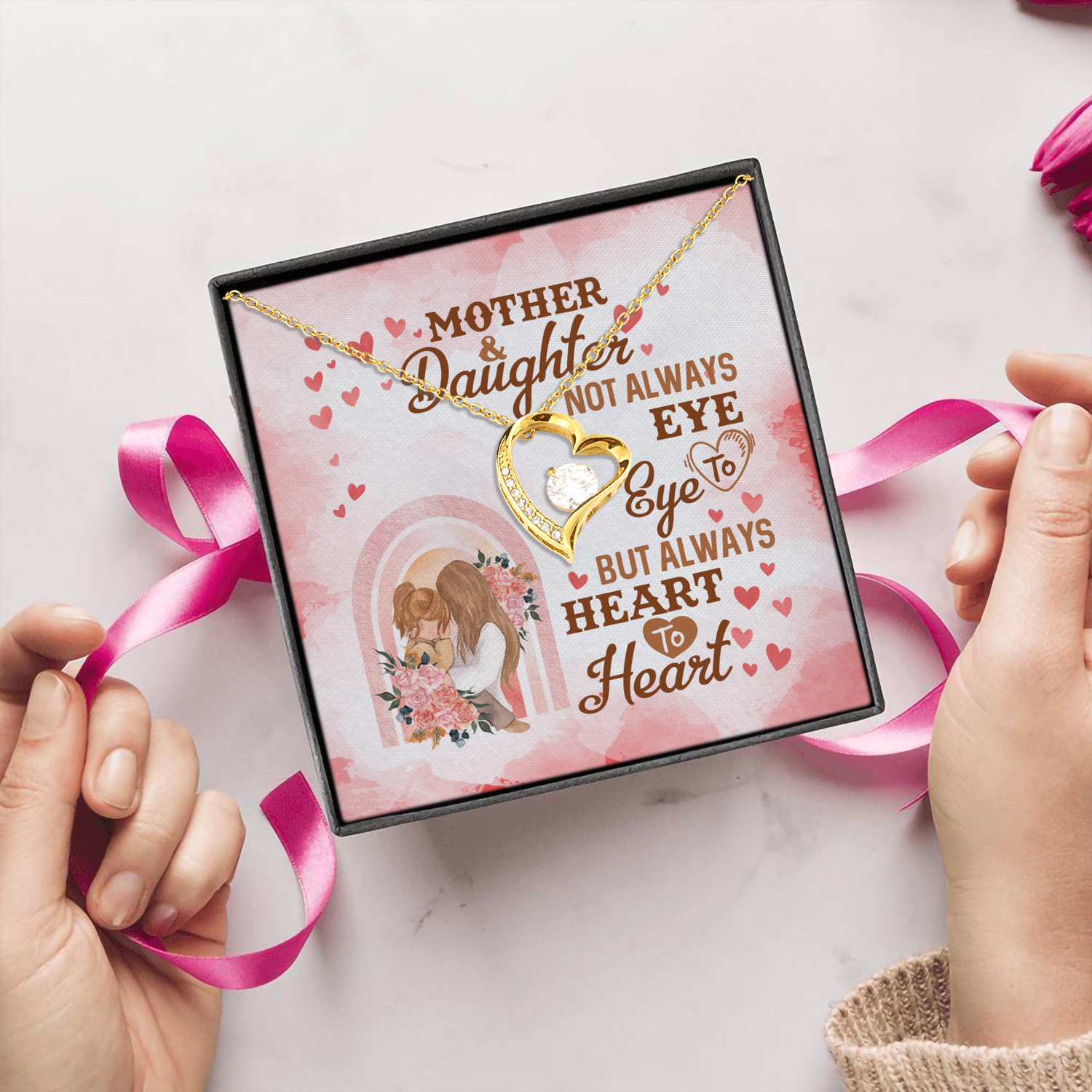 6O. Mother And Daughter Forever Love Necklace (Gold) 5