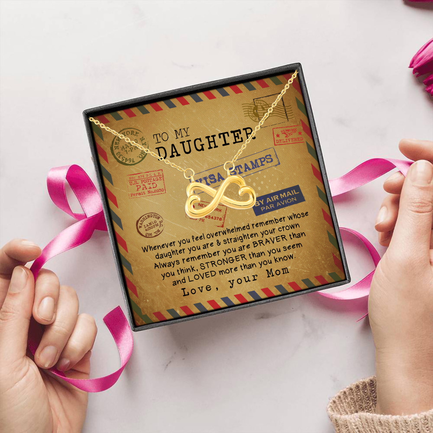 3UT. Air Mail Necklace Infinity Heart Necklace (Gold) 5