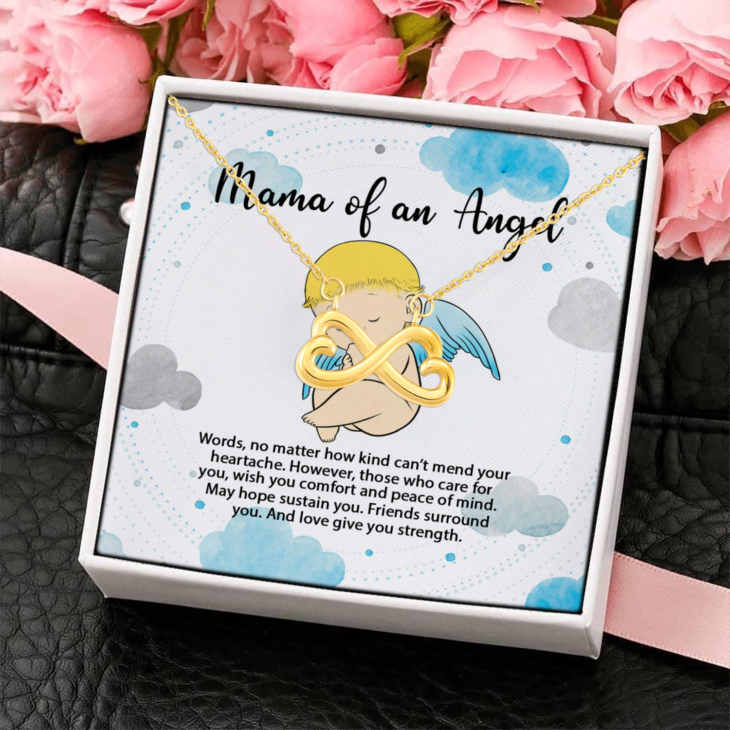 5UT. Mom Baby Angel(5) Infinity Heart Necklace (Gold) 4